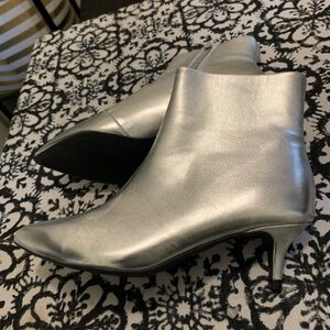 Silver New Women's Ankle Boots with Kitten Heels